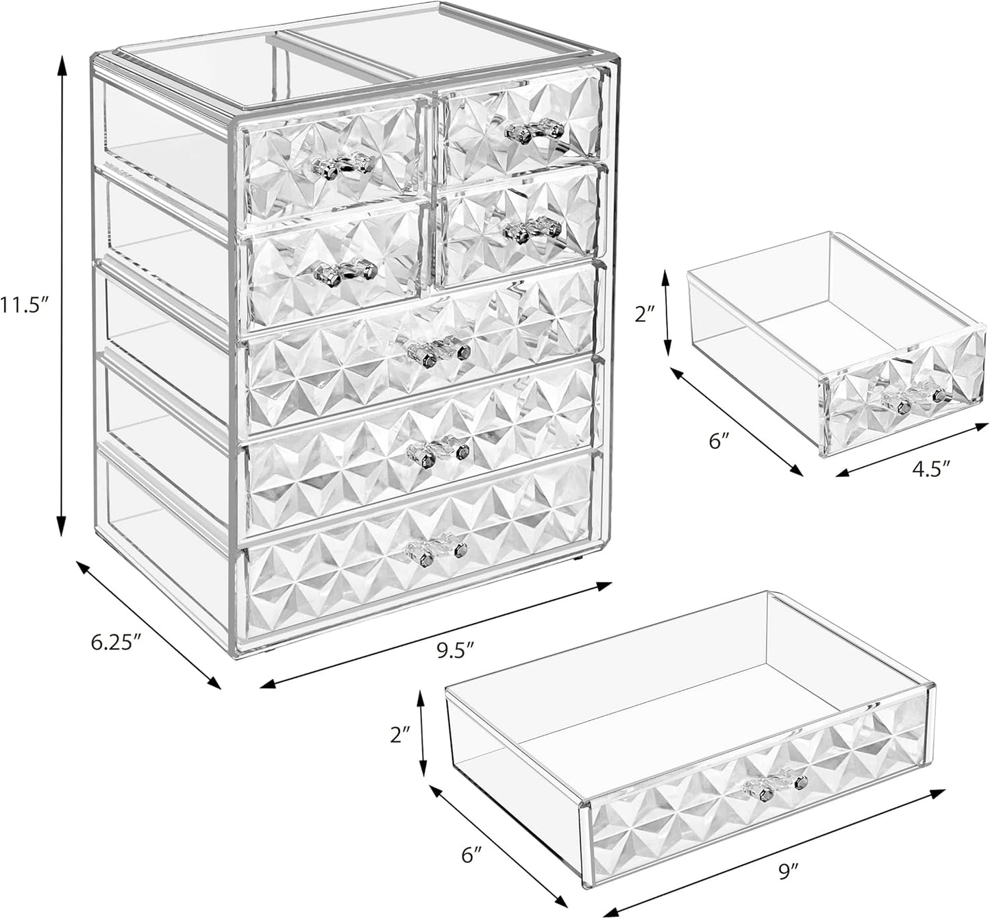 Sorbus Acrylic Makeup Organizer Set, 6-Drawer Vanity & Countertop Cosmetic Storage with Small & Wide Drawers, Clear Makeup Storage for Brushes, Lipsticks, Jewelry – Holiday Gift for Women & Teens