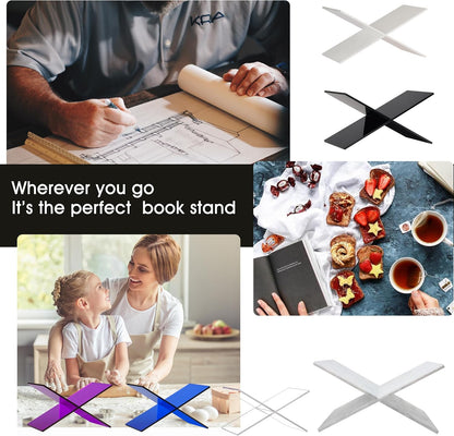 Large Clear Acrylic Book Stand - Perfect for Displaying Open Books on Your Coffee Table - Ideal for Bibles, Cook Book, Guest Books, Magazines, with a Lucite Paperweight(Marble Pattern)