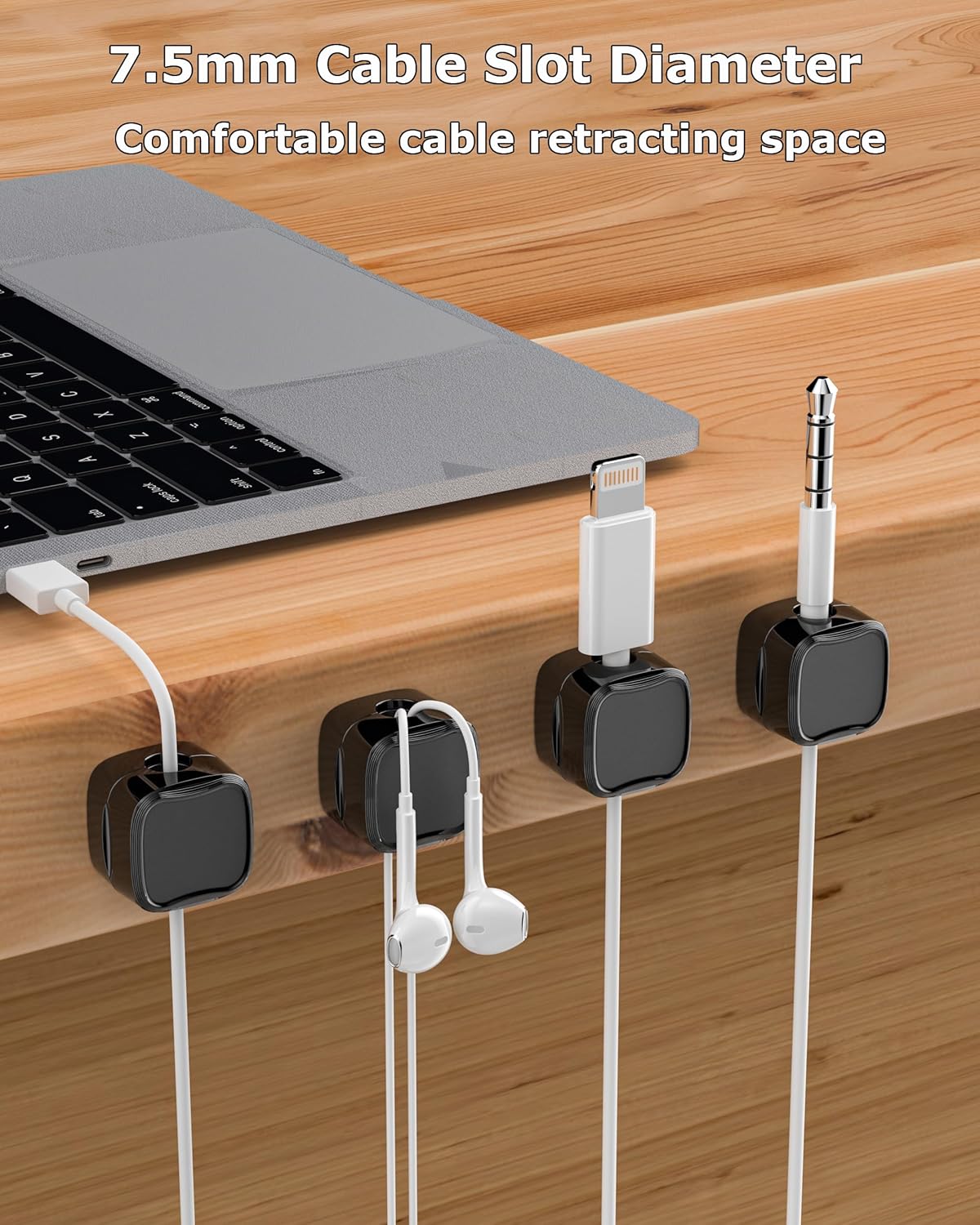 Magnetic Cable Clips, Adjustable Cord Holder Management, Adhesive Wire Keeper Organizer for Home Office Desk Phone PC Car Wall Desktop Nightstand Appliance (9-Pack Black Crystal)