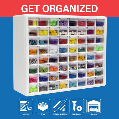 Akro-Mils 24-Drawer Plastic Drawer Storage Cabinet for Garage Organization, Bead Organizer, Building Bricks Storage, Teacher Toolbox, Makeup Organizer, 20" W x 6" D x 16" H, 10124 Black