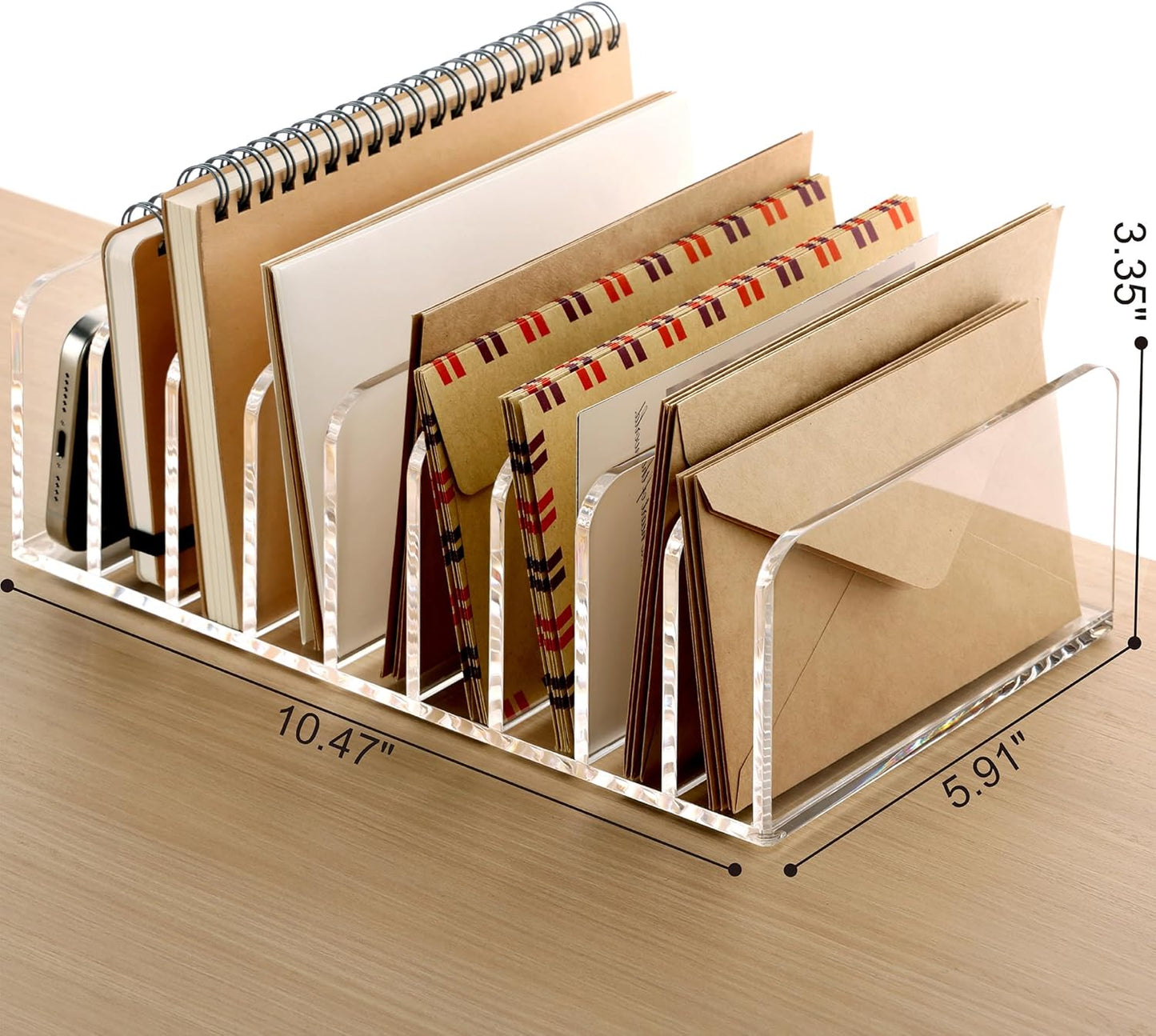 SANRUI 3 Compartments Mail Organizer Letter Holder for Desk ,Vertical Letter Holder,File Sorter Acrylic Desk Organizer Office Supplies,Clear