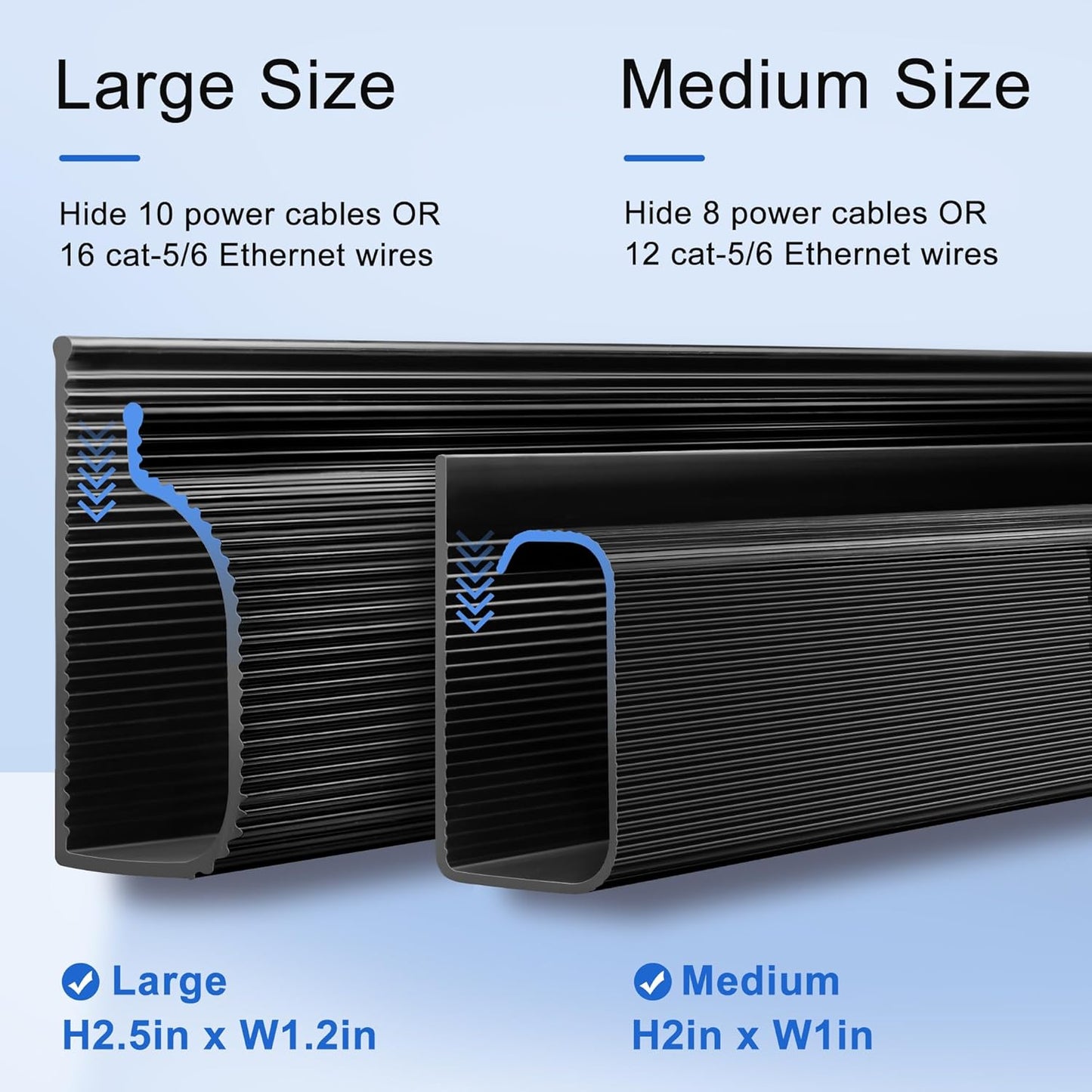 ZhiYo 2 Pack Large Capacity Cable Management Tray, Under Desk Cable Tray 31.5in(2X L15.7in), PVC Standing Desk Cord Management Ideas, Cable Organizer for Office and Home - White