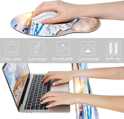 Ergonomic Mouse Pad with Wrist Rest and Keyboard Wrist Rest, Memory Foam Wrist Rest for Computer Keyboard, Easy Typing, Pain Relief, Mouse Pad Wrist Support for Gaming,Office, Laptop, Black Flower