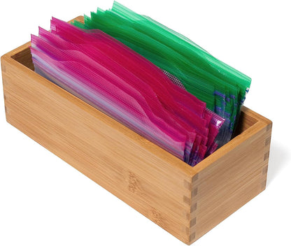 Lipper International Bamboo Wood Utensil Holder Storage Box for Cooking Tools, Makeup, or Office Supplies, 4" x 9 1/4" x 3"