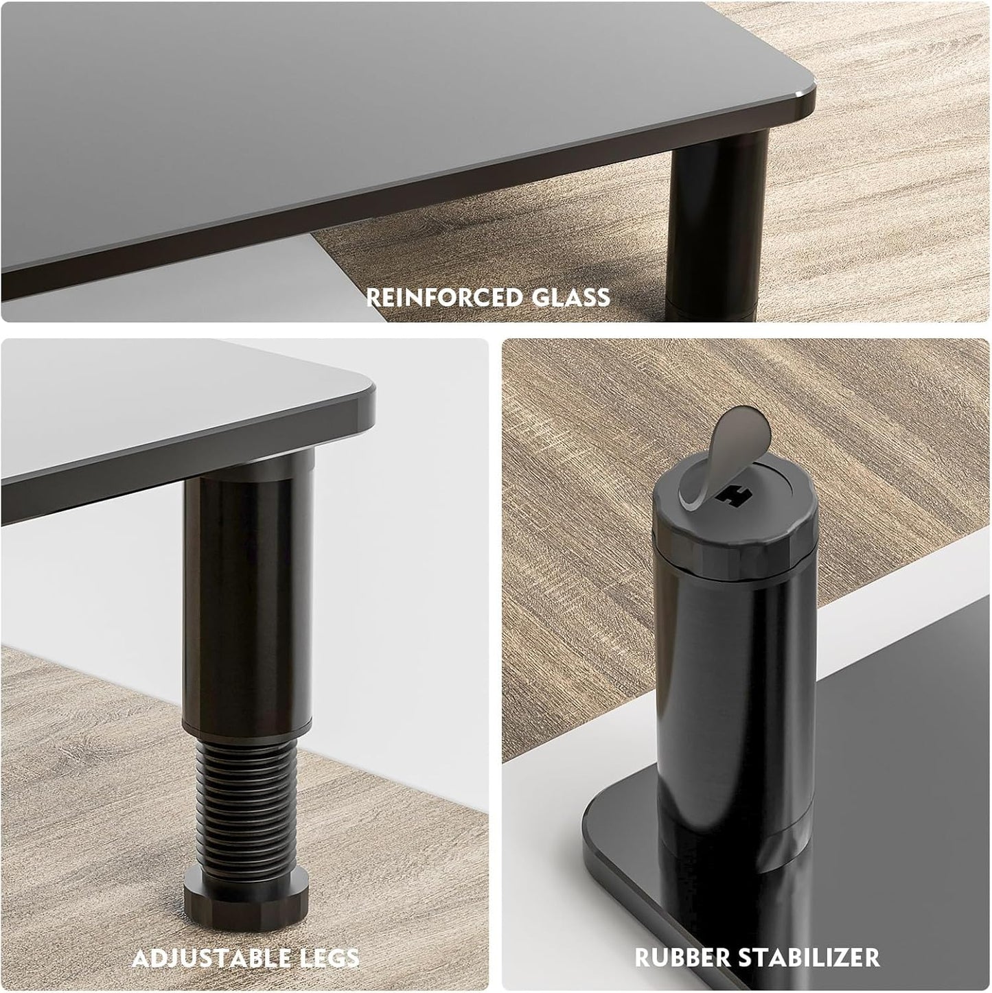 Hemudu Clear Computer Monitor Stand Riser with Height Adjustable Multi Media Desktop Stand for Flat Screen LCD LED, Laptop/Notebook/Xbox One,HD01T-002