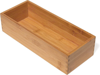 Lipper International Bamboo Wood Utensil Holder Storage Box for Cooking Tools, Makeup, or Office Supplies, 4" x 9 1/4" x 3"
