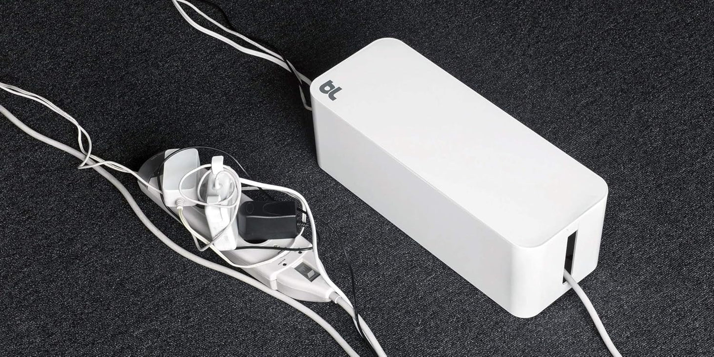 Bluelounge CableBox Mini Cable Management with Small Surge Protector, Black (CBM-BL)