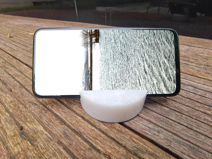 fashciaga Marble Cell Phone Stand Holder for Cellphone Tablet On Desk, Countertop, Table, Nightstand. Heavy Solid Real Stone Mobile Phone Stands (Pink)
