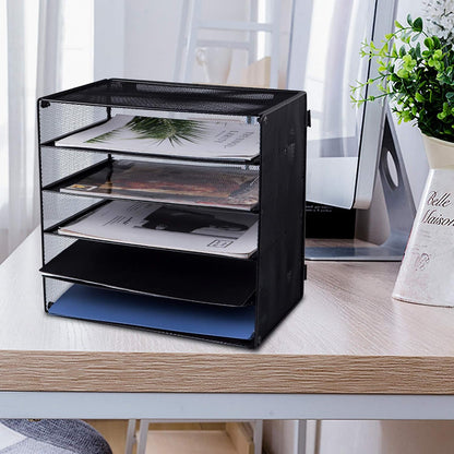 EASEPRES 3 Tier Mesh Desk Organizer Tray, File Paper Letter Folder Holder Desktop Paper Sorter Mail Organization Rack Storage Accessories, for Office Home School Classroom, Black