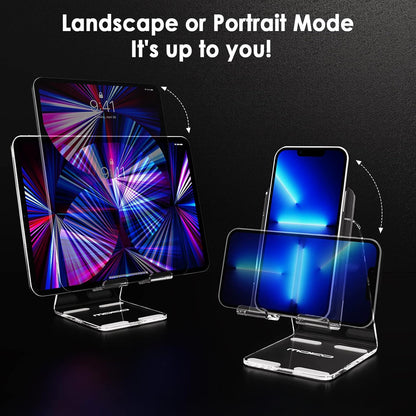 MoKo Acrylic Tablet Stand, Adjustable Angle Phone Stand for Desk, Fit with iPhone 17/17 Air/17 Pro/17 Pro Max, iPhone 16/Pro/Pro Max/Plus, iPhone 15/Pro/Pro Max/Plus, iPhone 14/Pro/Pro Max/Plus, Clear