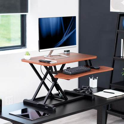 VIVO 26 inch Desk Converter, K Series, Height Adjustable Sit to Stand Riser, Dual Monitor and Laptop Workstation with Keyboard Tray, Black, DESK-V026KB