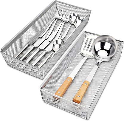 Smgmg Silverware Drawer Organizer, Silverware Organizer for Drawer, 6 Pack Utensil Organizer for Kitchen Drawers, Kitchen Drawer Organizer for Large Utensils with Interlocking Arm (9.6 * 3 * 2 inch)