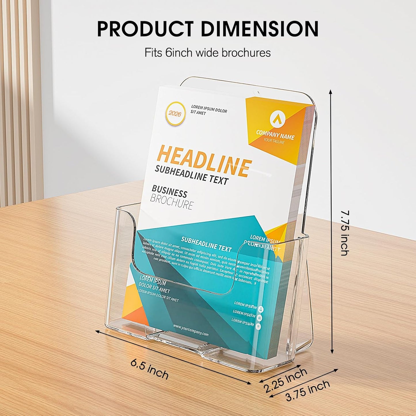 KTRIO Acrylic Brochure Holder 8.5 x 11 Clear Literature Display Stand, Plastic Flyer Holder for Trifold Brochures, Menus, Magazines, Pamphlets, Documents, Desk or Wall Mount, 2 Pack