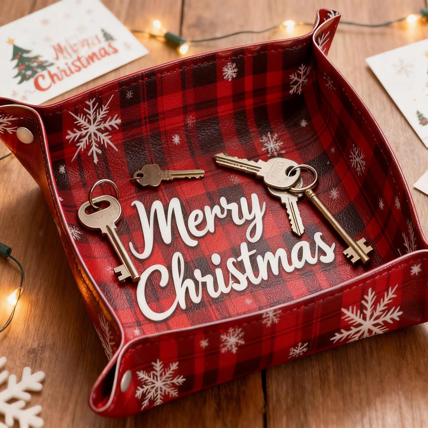 Tray Leather Valet Tray Forest Tree Reindeer Catchall Trays Key Organizer Night Stand Organizer Bedside Vanity Trays Decor for Entryway Table