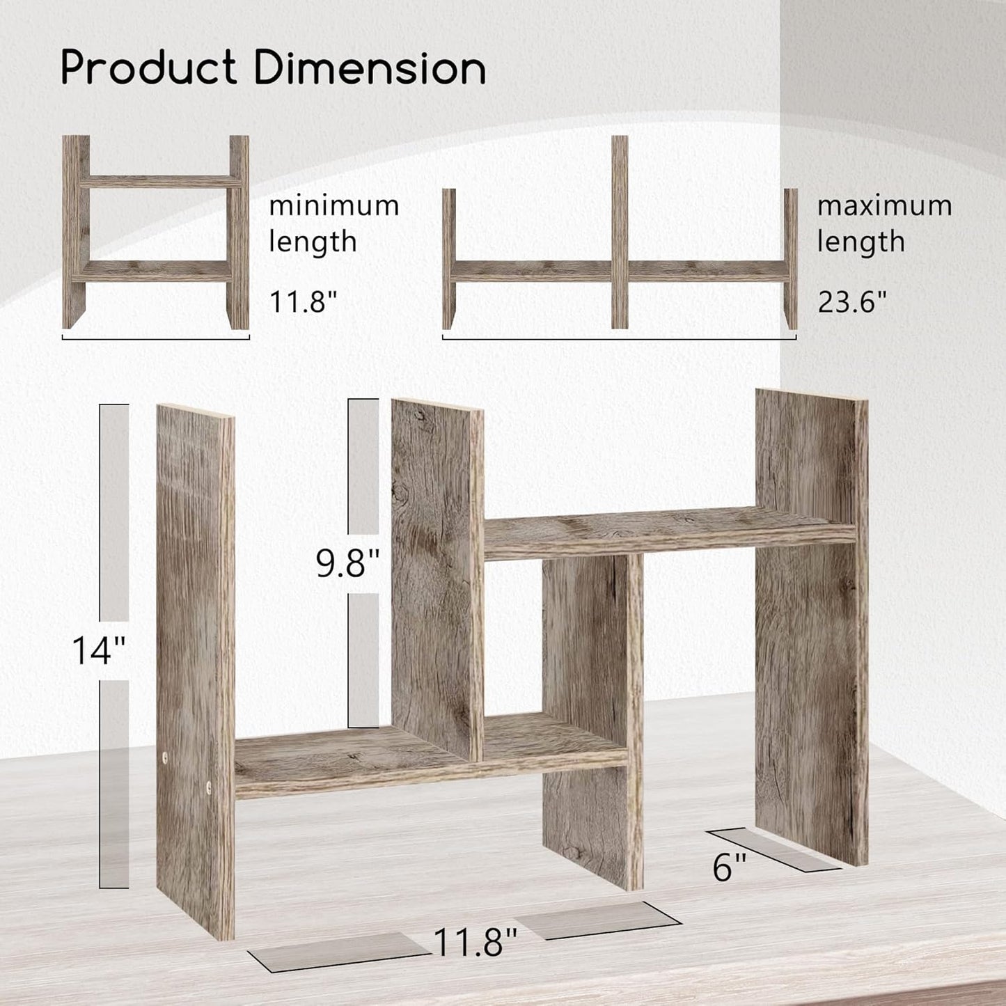 Jerry & Maggie Desktop Organizer Office Storage Rack Adjustable Wood Display Shelf Free Style Double H, Multi-Functional Mini Bookshelf for Desk Natural Stand (Natural Wood Tone)