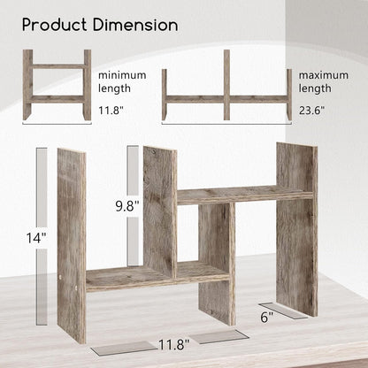 Jerry & Maggie Desktop Organizer Office Storage Rack Adjustable Wood Display Shelf Free Style Double H, Multi-Functional Mini Bookshelf for Desk Natural Stand (Natural Wood Tone)