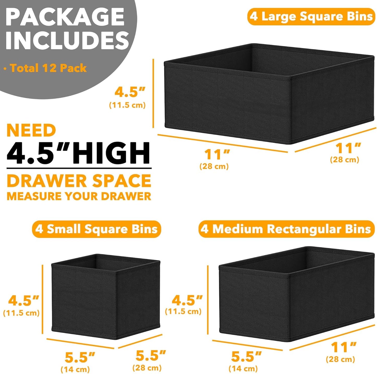 SpaceAid Drawer Organizer for Clothes, 18 Pack Dresser Drawer Organizer Bins, Closet Organizers and Storage Dividers for Clothing, Underwears, Socks (Beige)