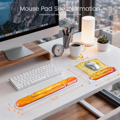 Ospelelf Mouse Pad with Wrist Rest and Ergonomic Gel Keyboard Hand Wrist, Support for Typing Gaming, Relieve Wrist Pain, Cool & Easy to Clean, for Office, Programmer, Home Computer Use, Pink