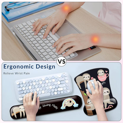 Desk Mat Set + Keyboard and Mouse Pad with Wrist Rest Support,4-in-1 Large Mousepad Computer Mats for Desktop Home & Office-Purple Butterflies