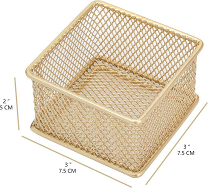 Annova Stackable Mesh Drawer Cabinet and Shelf Organizer Bins Storage Basket School Office Supply Holder Tray- Set of 2 (Gold, 3x3x2 Inch)
