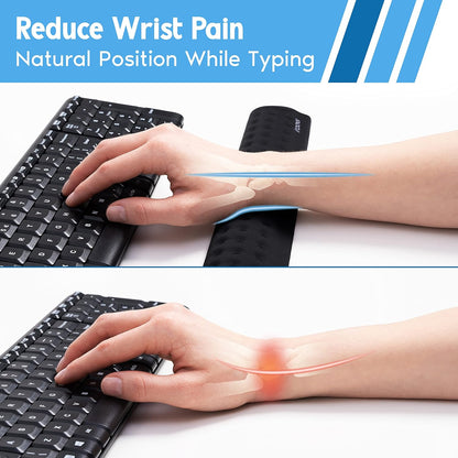 i-Rocks Memory Foam Keyboard Wrist Rest - Pain-Reducing Wrist Rest for Computer Keyboard - Non-Slip Rubber Base Wrist Rest - Cooling Keyboard Pad for Long Hours of Work, Studying, Gaming