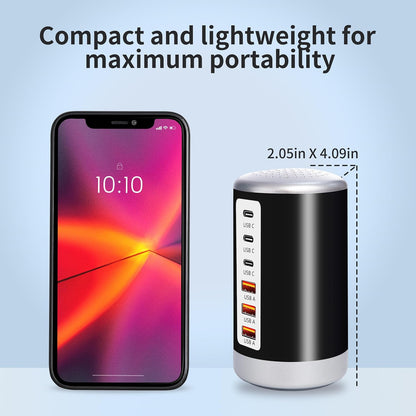 Universal USB Charger 6-Port Desktop USB Charging Station Hub with Smart Identification Technology Compatible with iPhone iPad Cell Phone Tablets(Purple)