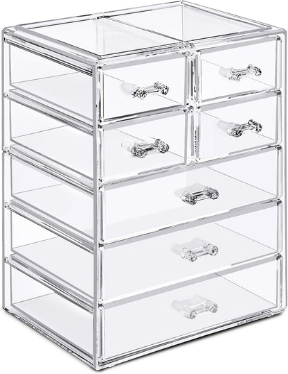 Sorbus Acrylic Makeup Organizer Set, 6-Drawer Vanity & Countertop Cosmetic Storage with Small & Wide Drawers, Clear Makeup Storage for Brushes, Lipsticks, Jewelry – Holiday Gift for Women & Teens