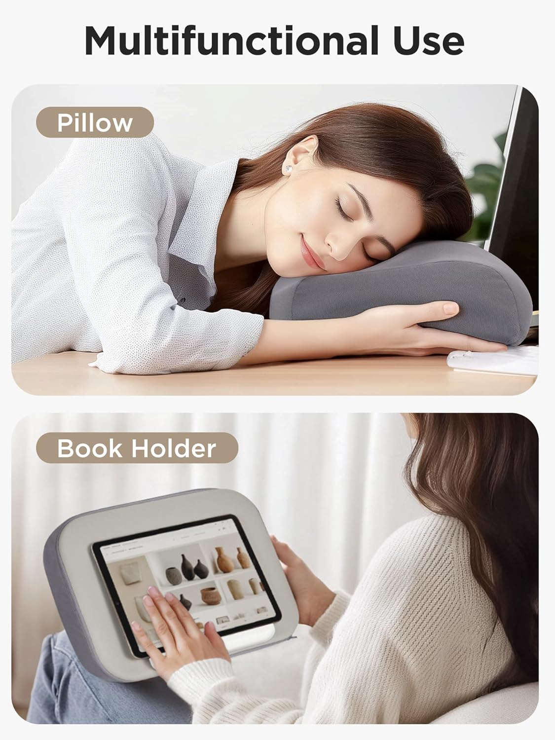 InnoGear Lap Beanbag Pillow Stands Book Holder, Hands-Free Tablets Mount Holder Cozy for Reading in Bed Desktop Accessories for iPad Kindle Books E-Reader