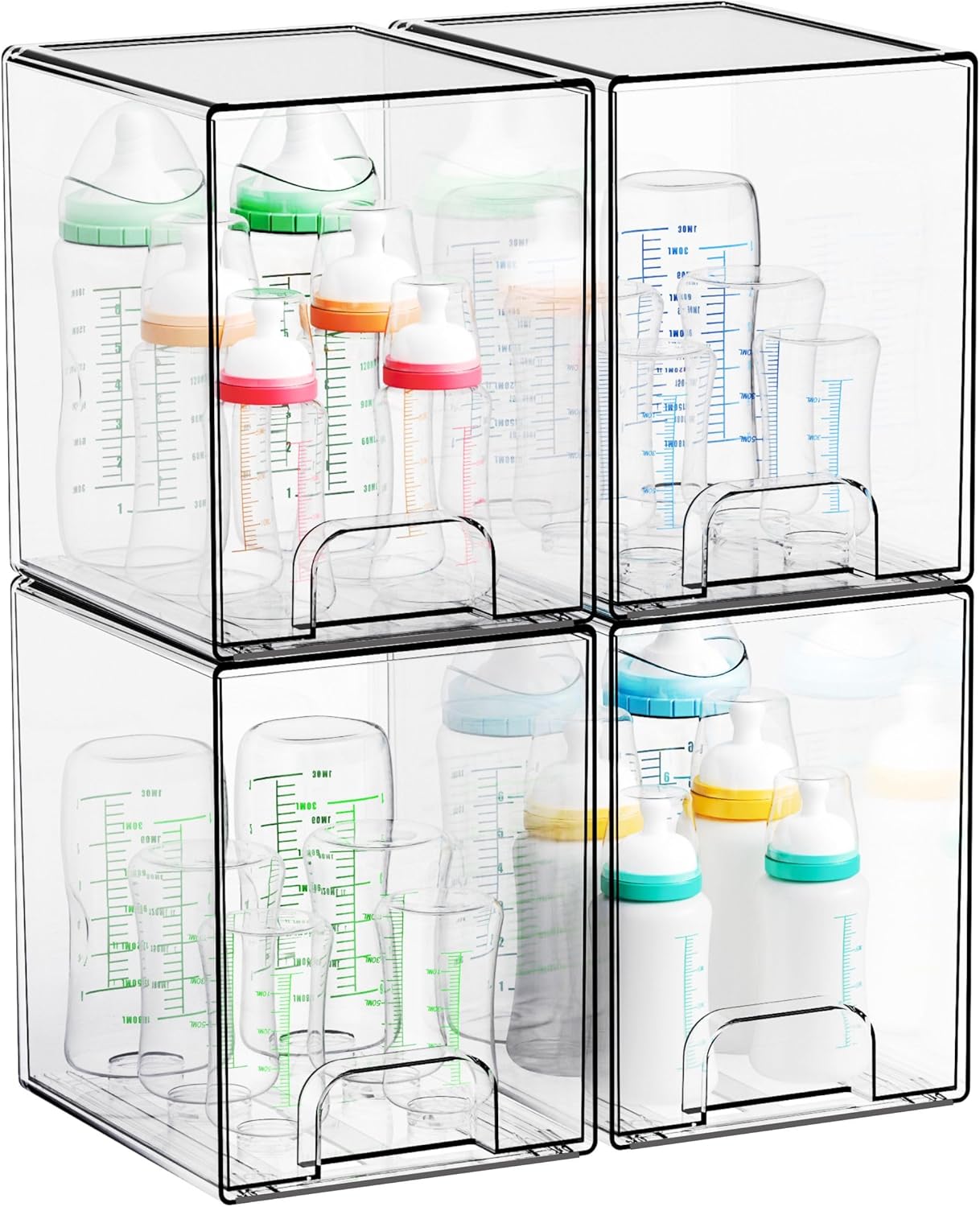 Yieach Clear Stackable Storage Drawers - Set of 6 - Acrylic Drawers,Bathroom Organizer Bin and Plastic Makeup Organizer,Clear Stacking Brightroom Storage Boxes for Vanity,Cabinet,Pantry Organization
