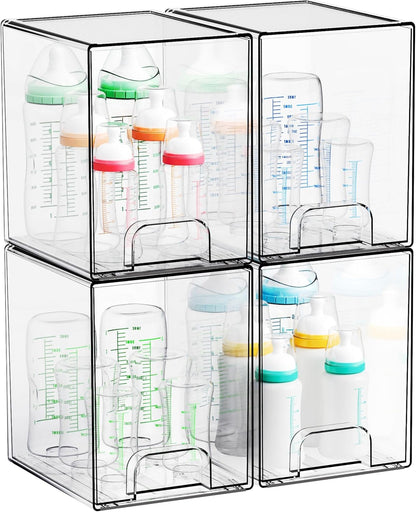 Yieach Clear Stackable Storage Drawers - Set of 6 - Acrylic Drawers,Bathroom Organizer Bin and Plastic Makeup Organizer,Clear Stacking Brightroom Storage Boxes for Vanity,Cabinet,Pantry Organization