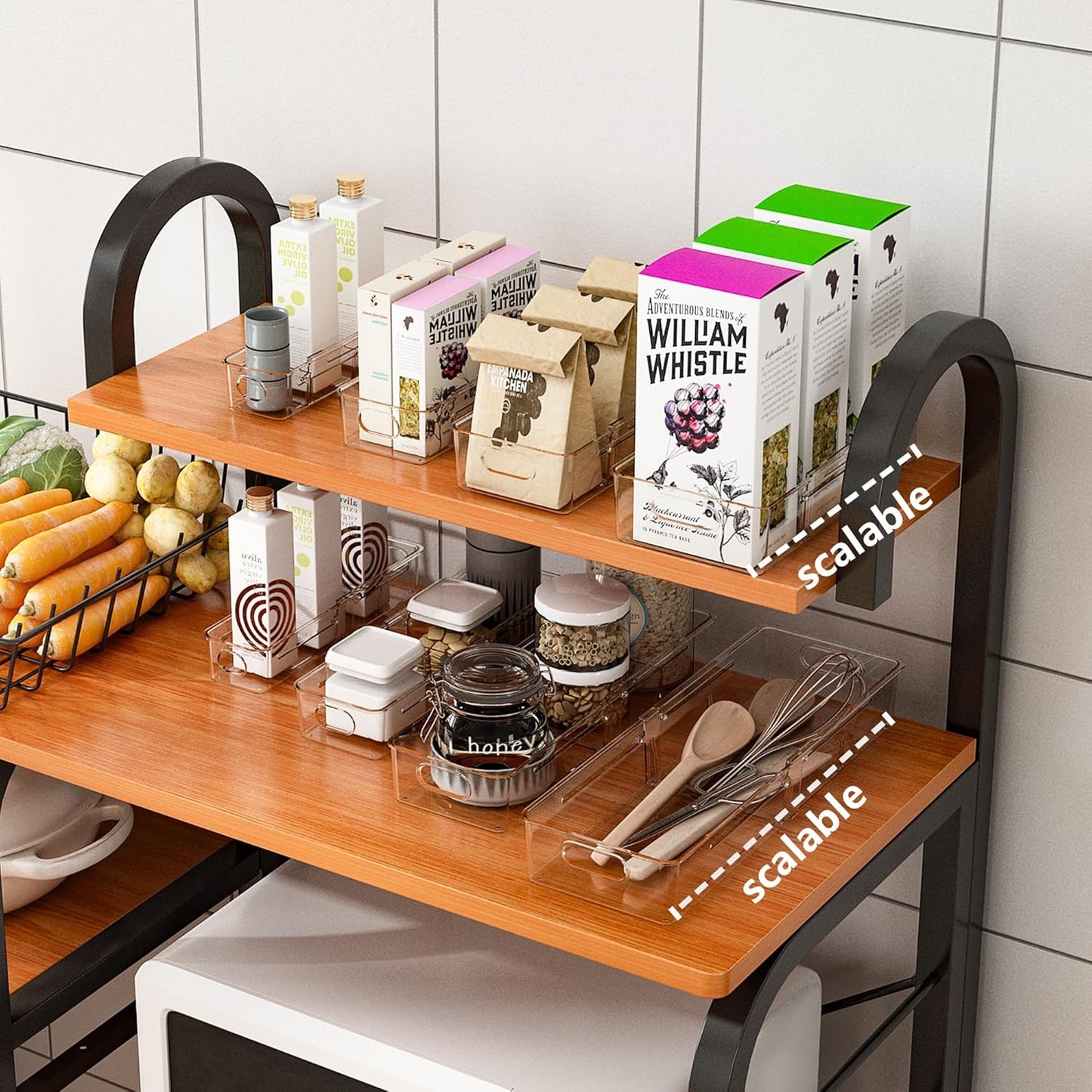 BLULEE Adjustable Clear Drawer Organizers, Expandable Bathroom Drawer Organizer Bins with Dividers, Versatile Makeup Organizer for Drawer, Plastic Desk Drawer Organizer (4 Pcs)