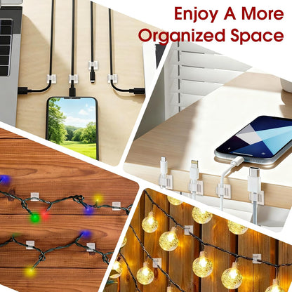 Latoxcaa 120PCS Heavy-Duty Adhesive Cable Clips, Clear Traceless Cord Organizer & Wire Holders for Wall, Desk, Car, LED Strips and Outdoor Lights (Small)