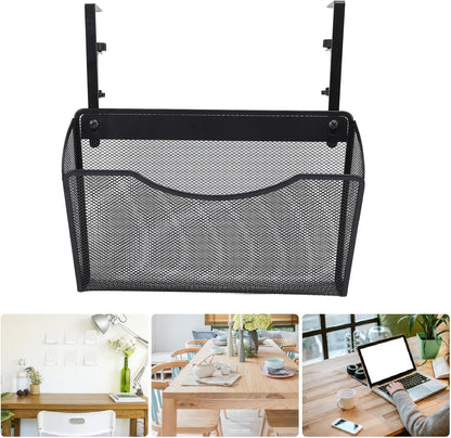 Asixxsix Under Desk Drawer, Desk Side Storage, Hanging Desk Organizer, Clamp On Desk Organizer, Mesh Metal Desk Drawer, Side Desk Organizer for Office and Home (White)