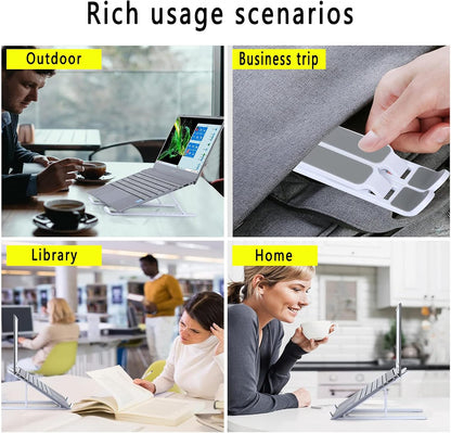 T Legend Aluminum Laptop Stand for Desk, Arae Adjustable Ergonomic Portable Holder, Foldable Computer Stand 6 Angles Anti-Slip Laptop Riser Compatible with 9-15.6 inch Laptops (Aluminum Silver)