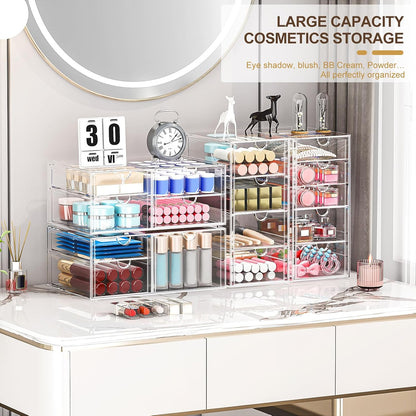 caktraie Versatile Acrylic Makeup Organizer, Drawer Organizer - Transparent Desktop Storage for Cosmetics, Office Supplies & More - Clear Organizer for Home & Office Use