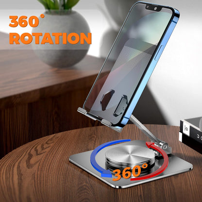 360 Rotatable Foldable Phone Stand for Desk,Fully Adjustable Desktop Phone Holder Cradle Dock Compatible with iPhone 17 16 15 14 13 12 11 Pro Max,Tablets,All Phones(Pink)