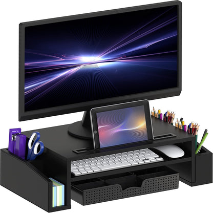 Simple Houseware Desk Monitor Stand Riser with Adjustable Organizer tray, Espresso