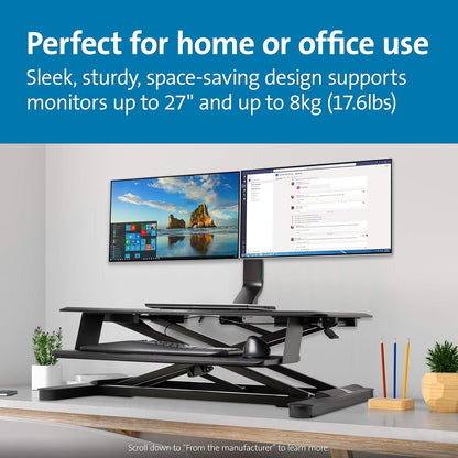 Kensington Single Monitor Desk Mount, C-clamp Vesa Stand Fits up to 32 inch Ultrawide Samsung LG , Low Profile Vertical Mount, Height Adjustable Free Standing Arm,K55512WW Black