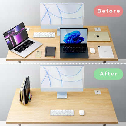 Adjustable Laptop Stand, 5 Slots, Aluminum Space-Saving, for Apple MacBook/Surface/Galaxy/Tablet/iPad/iPhone, Silver