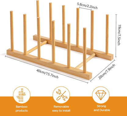 HBlife Desk File Organizer 5 Section Upright File Sorter, 1 Pack Bamboo File Holder for Home, Office & School