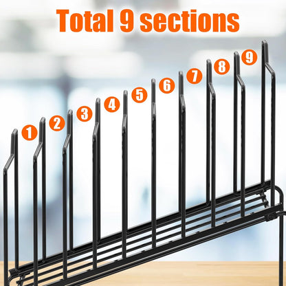Simple Houseware 9-Section Wire Step Desk File Organizer Sorter for Documents, Folders, and Mail, Black