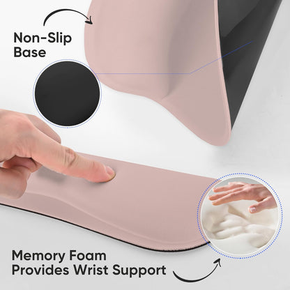 RICHEN Wrist Rest Support for Mouse Pad&Keyboard Set with Coaster,Concave Curved Memory Foam, Non-Slip Base Pain Relief Comfortable Easy Typing Pad for Home/Office (Lavender Purple)
