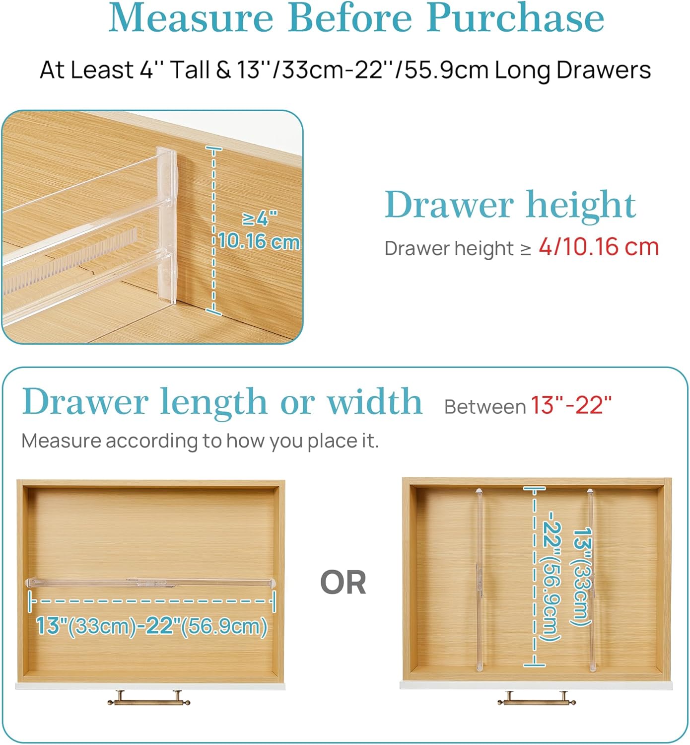Vtopmart 12 Pack Drawer Dividers for Clothes, 4" High 10.2"-16.5" Adjustable Expandable Dresser Drawer Organizer, Clear Plastic Separators for Dresser, Baby Clothing, Underwear, Cosmetic, Toiletries