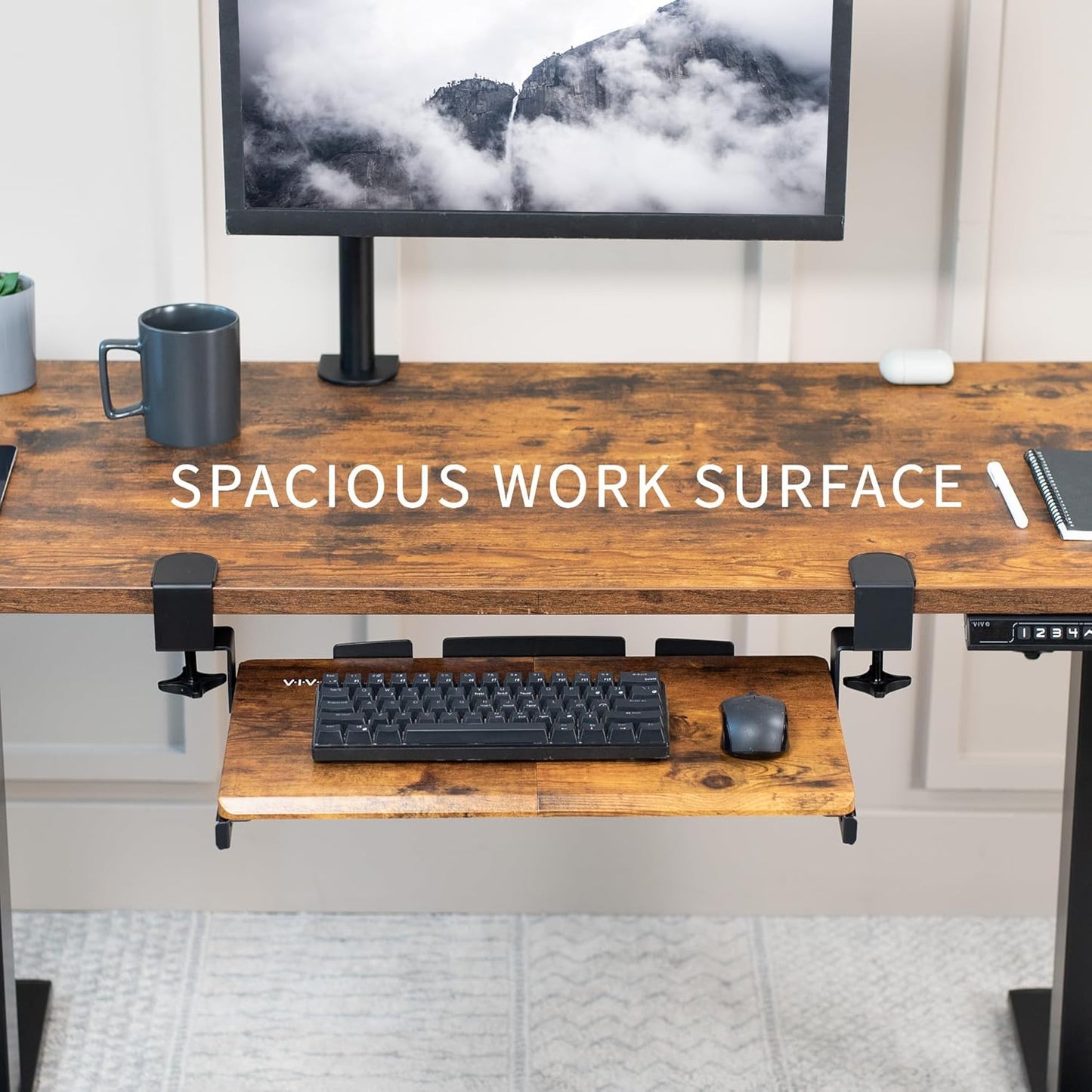 VIVO Large Clamp-on Computer Keyboard and Mouse Under Desk Slider Tray, 27 x 11 inch Pull Out Platform Drawer, White, MOUNT-KB05W