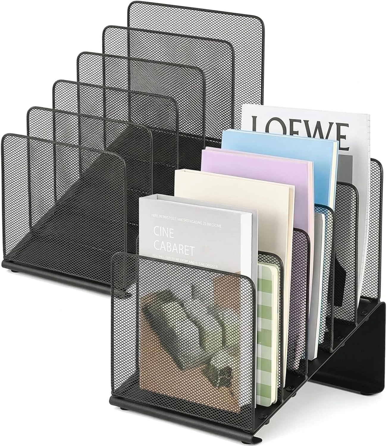 LEKETREE File Organizer for Desk, File Folder Organizer with 5-Section Vertical Rack, Suitable for Home Office Document Organization and Storage(Black)
