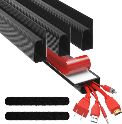 Cable Management ProOffice 96in J Channel Cable Raceways - 6X 16in Black No Screw/No Drill Computer Cord Organizer - Cable Channels for Wire Management Under Desk with Adhesive