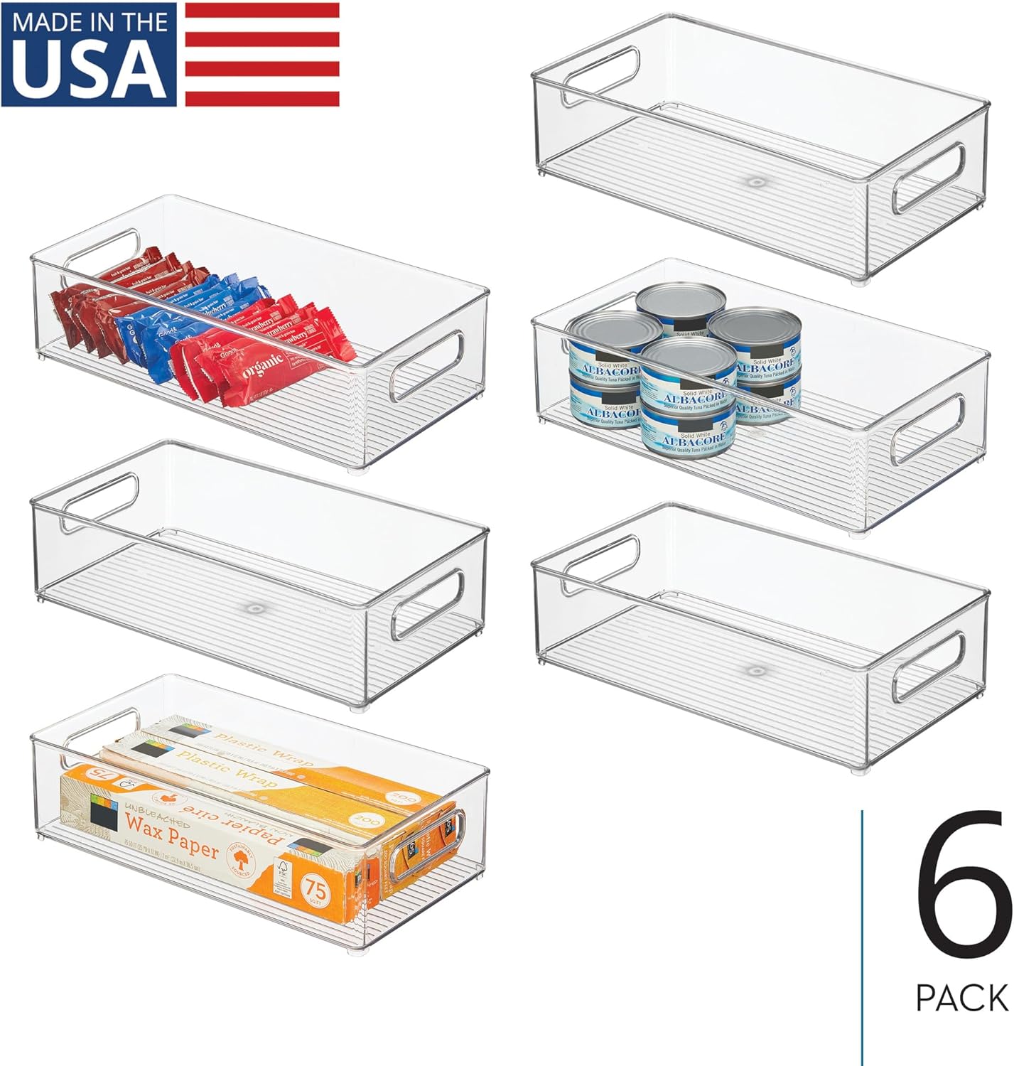 iDesign Stackable Fridge Bin - Storage Bin for Freezer or Pantry, Set of 2, Clear, Made in USA