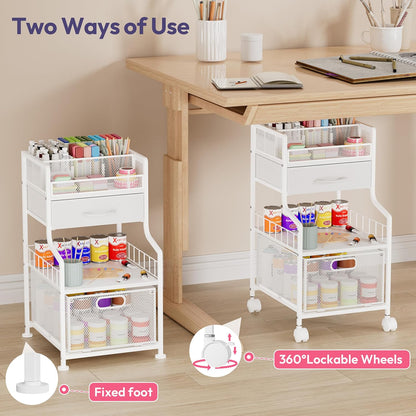 SWTYMIKI Rolling Under Desk Storage - Storage Cart with Drawers & DIY Divider - Art Cart Organizer on Wheels - Craft Rolling Utility Cart for Office, Craft Room & Studio Espresso