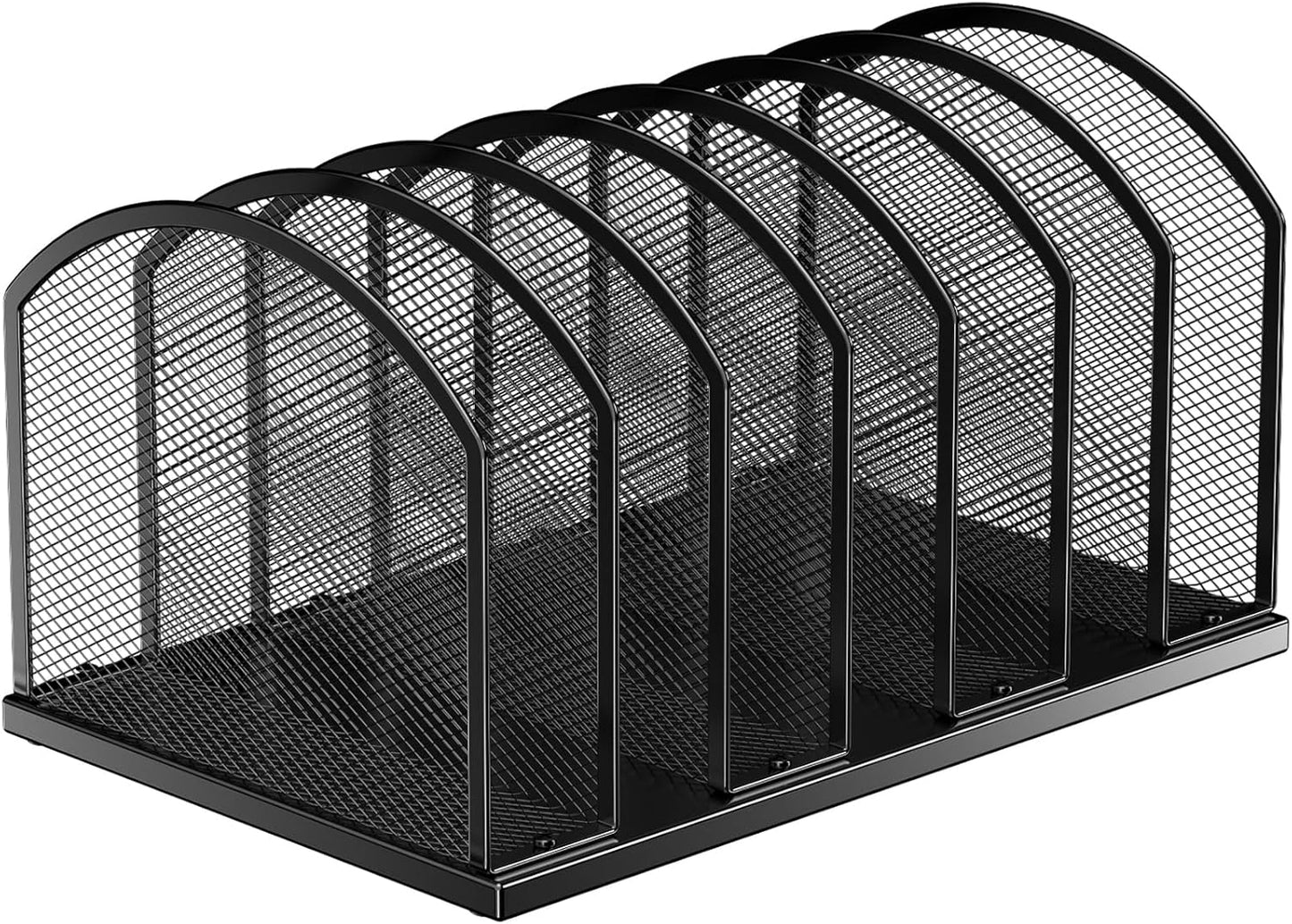 Gawerk 7-Section Metal Upright File Sorter Organizer, Office Small Letter Sorter Desktop File Organizer Metal Mesh Iron Sole, Black