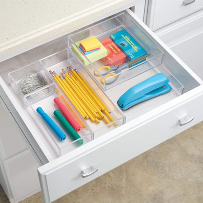 iDesign Makeup Drawer Organizer Tray for Vanity or Bathroom Countertop - Set of 2 - Clear